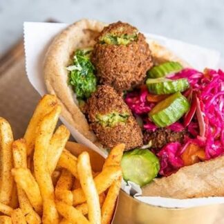 Monday December 7 - Falafel platter with Salad, Fries & Pita